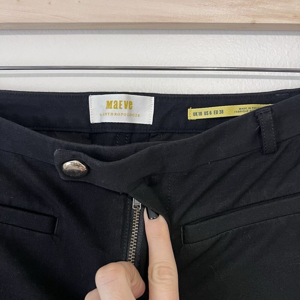 Anthropologie Maeve Black High-Rise Flare Pants Size 6 Stretch - Picture 4 of 8